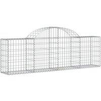 Berkfield Home Decorative Arched Gabion Baskets 6 pcs 200x30x60/80 cm Galvanised Iron in Silver