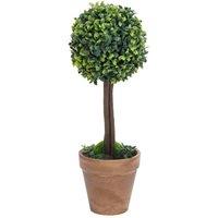 Berkfield Home Lush Artificial Boxwood Plants 2 pcs with Pots Ball Shaped Green 41 cm