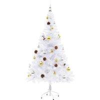Berkfield Home Stylish Artificial Pre-lit Christmas Tree with Baubles White 150 cm