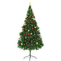 Berkfield Home Stylish Artificial Pre-lit Christmas Tree with Baubles Green 210 cm