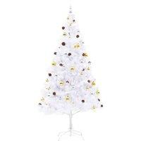 Berkfield Home Stylish Artificial Pre-lit Christmas Tree with Baubles White 210 cm