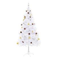 Berkfield Home Stylish Artificial Pre-lit Christmas Tree with Baubles White 180 cm