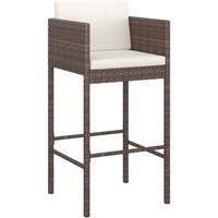 Berkfield Home Sturdy Bar Stools 4 pcs with Cushions Brown Poly Rattan