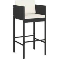 Berkfield Home Sturdy Bar Stools 4 pcs with Cushions Black Poly Rattan