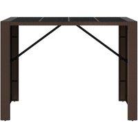 Berkfield Home Beautiful Bar Table with Glass Top Brown 145x80x110 cm Poly Rattan | Size: 145 x 80 x 110 cm
