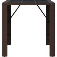 Berkfield Home Beautiful Bar Table with Glass Top Brown 105x80x110 cm Poly Rattan | Size: 105 x 80 x 110 cm