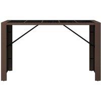 Berkfield Home Beautiful Bar Table with Glass Top Brown 185x80x110 cm Poly Rattan | Size: 185 x 80 x 110 cm