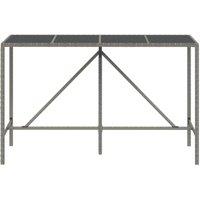Berkfield Home Beautiful Bar Table with Glass Top Grey 180x70x110 cm Poly Rattan | Size: 180 x 70 x 110 cm