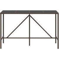 Berkfield Home Beautiful Bar Table with Glass Top Brown 180x70x110 cm Poly Rattan | Size: 180 x 70 x 110 cm