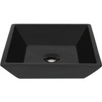 Berkfield Home Elegant Basin Ceramic Square Black 41.5x41.5x12 cm