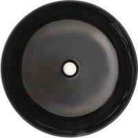 Berkfield Home Elegant Basin Ceramic Round Black 41.5x13.5 cm