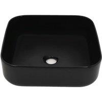 Berkfield Home Elegant Basin Ceramic Square Black 38x38x13.5 cm
