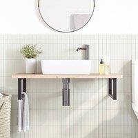 Berkfield Home Elegant Basin Shelf Wall Mounted Steel & Solid Wood Beech in Brown