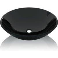 Berkfield Home Stylish Basin Tempered Glass 42 cm Black