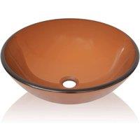 Berkfield Home Stylish Basin Tempered Glass 42 cm Brown
