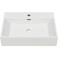 Berkfield Home Elegant Basin with Faucet Hole Ceramic White 60.5x42.5x14.5 cm