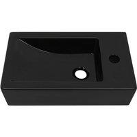 Berkfield Home Elegant Basin with Faucet Hole Rectangular Ceramic Black 46x25.5x12 cm