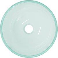 Berkfield Home Modern Basin Tempered Glass 30x12 cm Frosted in Aqua
