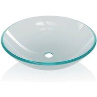 Berkfield Home Stylish Basin Tempered Glass 42 cm Frosted in White