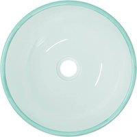 Berkfield Home Modern Basin Tempered Glass 35x12 cm Frosted in Aqua