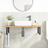 Berkfield Home Elegant Basin Shelf Wall Mounted Steel & Solid Wood Oak in Brown