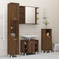 Berkfield Home Spacious Bathroom Cabinet Brown Oak 30x30x95 cm Engineered Wood | Size: 30 x 30 x 95 cm