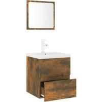 Berkfield Home Full Bathroom Furniture Set Smoked Oak Engineered Wood in Brown
