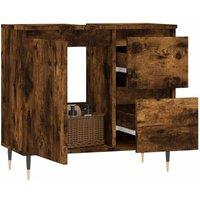 Berkfield Home Durable Bathroom Cabinet Smoked Oak 65x33x60 cm Engineered Wood in Brown | Size: 65 x 33 x 60 cm