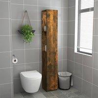 Berkfield Home Premium Bathroom Cabinet Smoked Oak 25x26.5x170 cm Engineered Wood in Brown