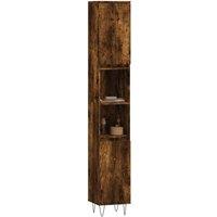 Berkfield Home Durable Bathroom Cabinet Smoked Oak 30x30x190 cm Engineered Wood in Brown | Size: 30 x 30 x 190 cm