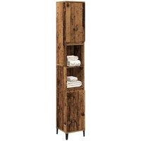 Berkfield Home Durable Bathroom Cabinet Old Wood 30x30x190 cm Engineered Wood in Brown | Size: 30 x 30 x 190 cm