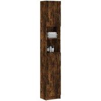 Berkfield Home Premium Bathroom Cabinet Smoked Oak 32x25.5x190 cm Engineered Wood in Brown