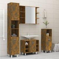 Berkfield Home Spacious Bathroom Cabinet Smoked Oak 30x30x179 cm Engineered Wood in Brown | Size: 30 x 30 x 179 cm