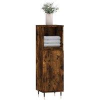 Berkfield Home Durable Bathroom Cabinet Smoked Oak 30x30x100 cm Engineered Wood in Brown | Size: 30 x 30 x 100 cm