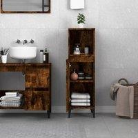 Berkfield Home Durable Bathroom Cabinet Smoked Oak 30x30x100 cm Engineered Wood in Brown | Size: 30 x 30 x 100 cm