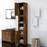 Berkfield Home Stylish Bathroom Cabinet Smoked Oak 30x30x183.5 cm Engineered Wood in Brown