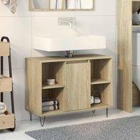Berkfield Home Durable Bathroom Cabinet Sonoma Oak 80x33x60 cm Engineered Wood in Light Brown | Size: 80 x 33 x 60 cm