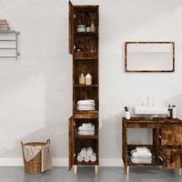 Berkfield Home Durable Bathroom Cabinet Smoked Oak 30x30x190 cm Engineered Wood in Brown | Size: 30 x 30 x 190 cm