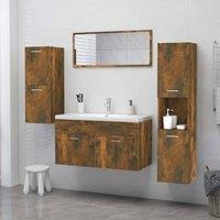 Berkfield Home Modern Bathroom Cabinet Smoked Oak 30x30x130 cm Engineered Wood in Brown | Size: 30 x 30 x 130 cm