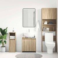 Berkfield Home Sturdy Bathroom Cabinet Sonoma Oak 60x33x61 cm Engineered Wood in Light Oak | Size: 60 x 33 x 61 cm