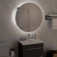 Berkfield Home Beautiful Bathroom Cabinet with Round Mirror&LED Black 47x47x17.5 cm