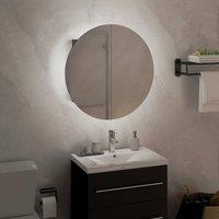 Berkfield Home Beautiful Bathroom Cabinet with Round Mirror&LED Grey 40x40x17.5 cm