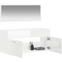 Berkfield Home Durable Bathroom Cabinet with Mirror High Gloss White Engineered Wood