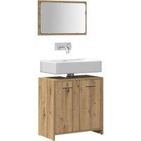 Berkfield Home Durable Bathroom Cabinet with Mirror Artisan Oak Engineered Wood in Brown