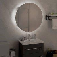 Berkfield Home Beautiful Bathroom Cabinet with Round Mirror&LED White 47x47x17.5 cm