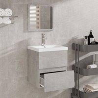 Berkfield Home Premium Bathroom Cabinet with Mirror Concrete Grey Engineered Wood