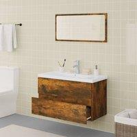Berkfield Home Full Bathroom Furniture Set Smoked Oak Engineered Wood in Brown