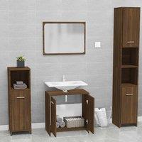 Berkfield Home Durable Bathroom Furniture Set Brown Oak Engineered Wood