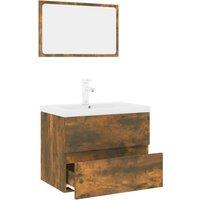 Berkfield Home Full Bathroom Furniture Set Smoked Oak Engineered Wood in Brown