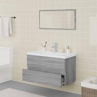 Berkfield Home Full Bathroom Furniture Set Grey Sonoma Engineered Wood